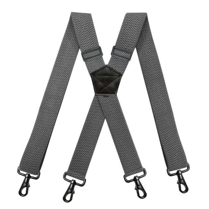 Männer Schwere Arbeit Hosenträger 3,8 cm Breite X-bilden mit 4 schwenken schnappen Haken Einstellbare Elastische Radfahrer snowboard Hosen Hosenträger: dunkel Grau