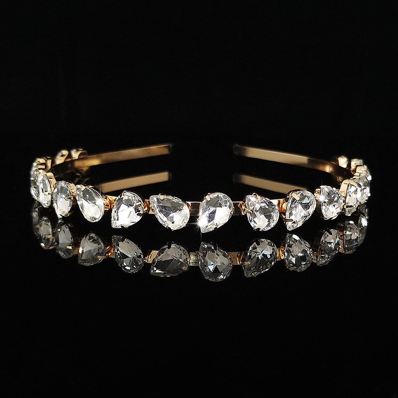 Ladies Tiaras Full Crystal Simple Hair Bands Hair Hoops Lady super flash Wedding Hair Accessories: XZ010white
