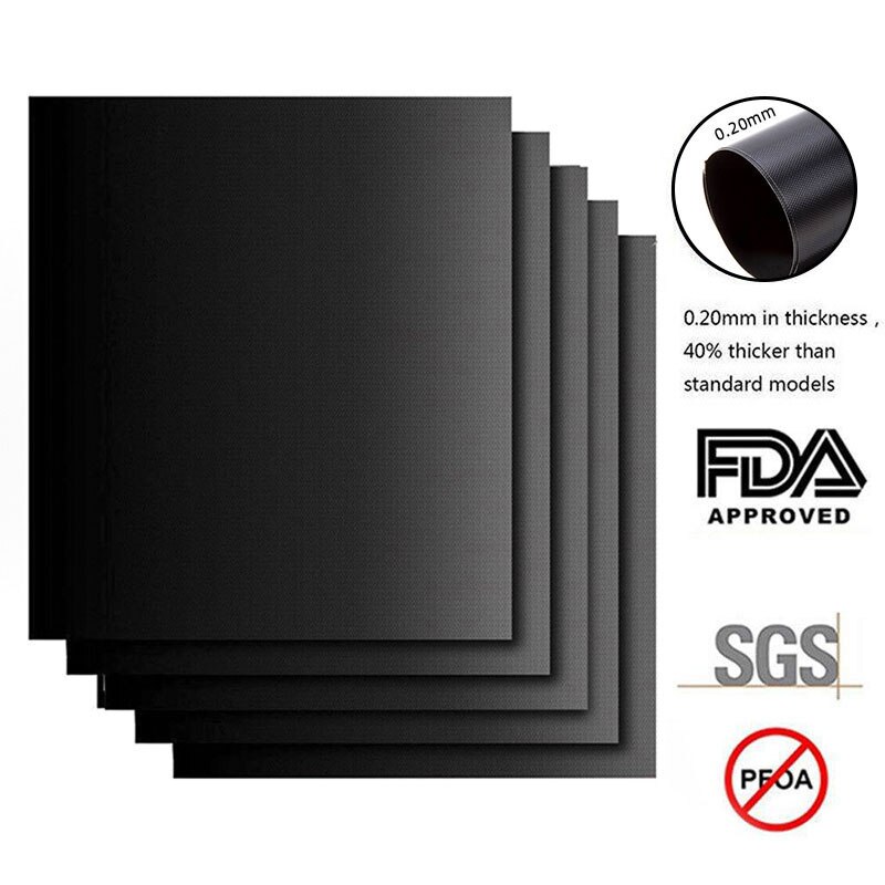 5Pcs BBQ Grill Mat Non-Stick Reusable Liners Oven Grill Foil Barbecue Liner Mat Bbq Tools Summer Accessories