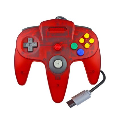 Gamepad Wired Controller Joypad For Gamecube Joystick Game Accessories For Nintend N64 For PC Computer Controller: Transparent red