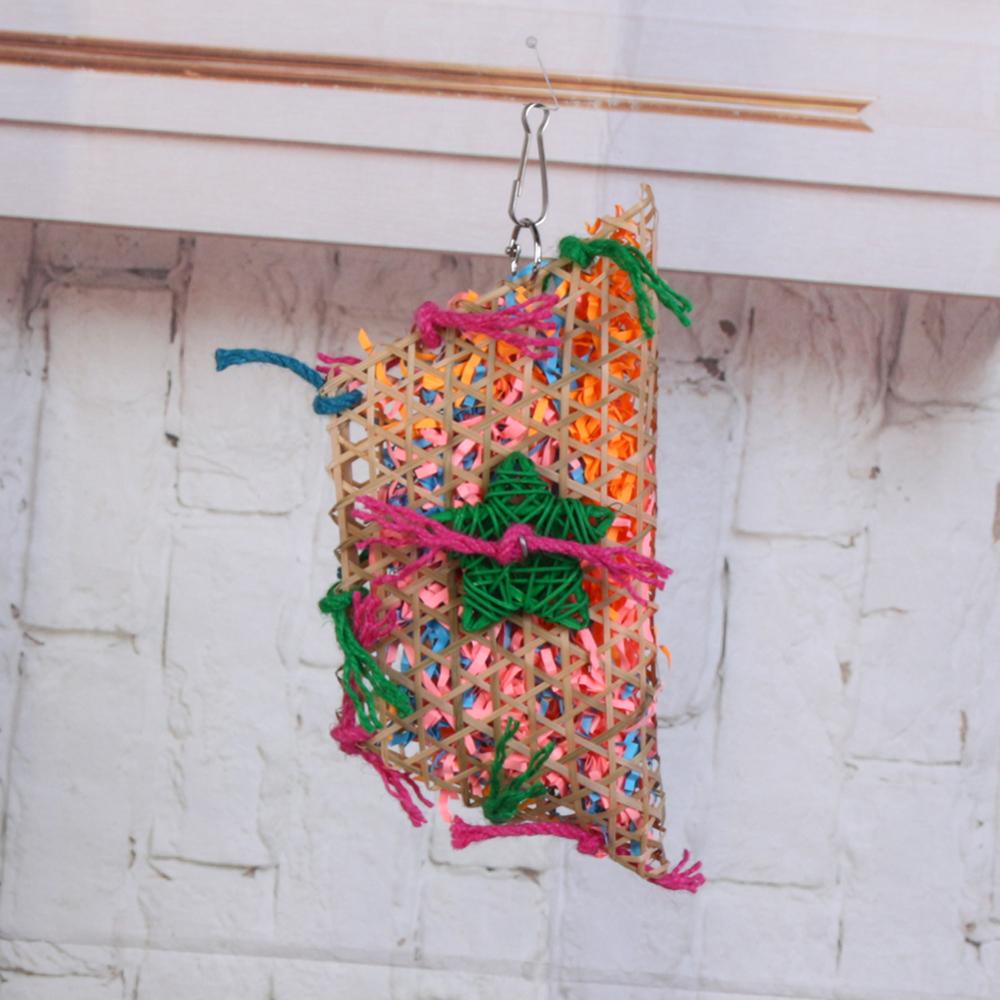 Cage à oiseaux colorée en bambou, tissage, balançoire, perroquet, oiseau de vigne, morsure, balançoire, accessoires, corde en coton, jouets pour perruches
