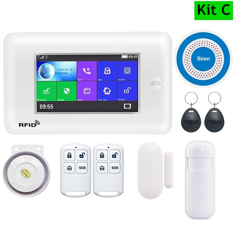 Pg106 pgst wifi gsm grrs draadloos alarmsysteem wifi inbraakbeveiliging alarm kit app-bediening voor android en ios smartphone