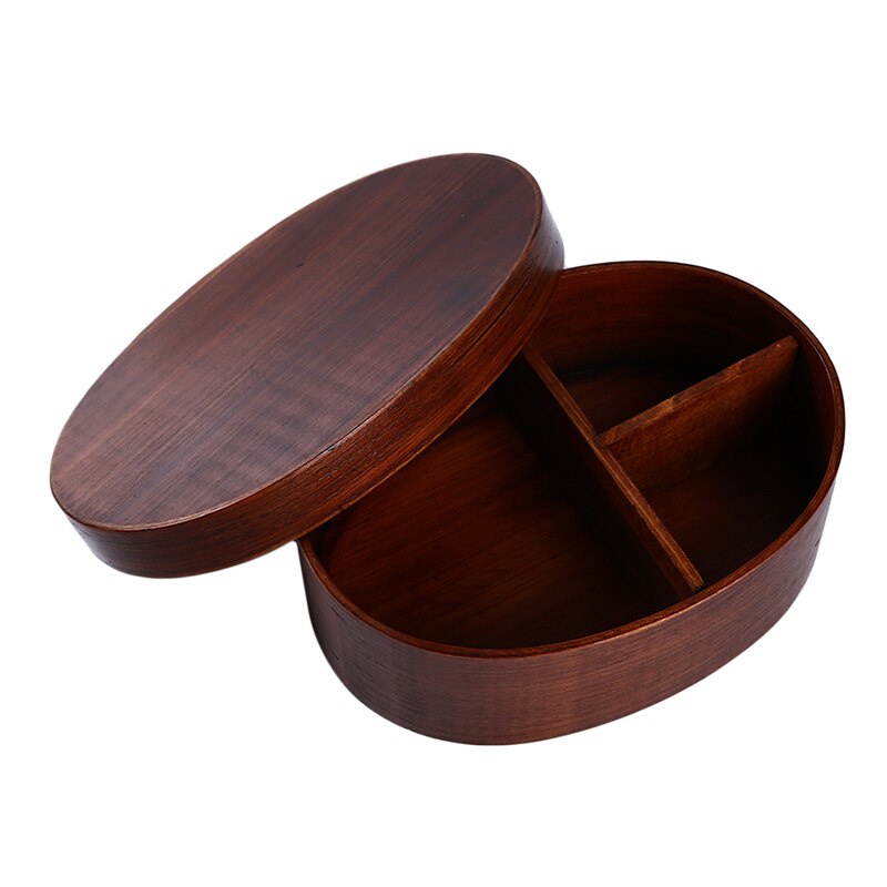 Japanse stijl bento boxen 3 roosters houten lunchbox draagbare picknick kinderen studenten voedselcontainer keukenaccessoires: Bruine enkele laag