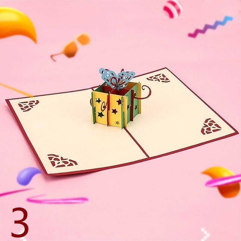 3d lykønskningskort kunst multi mønstre fødselsdag valentin julekort til pige børn kone mand fødselsdag lykønskningskort: 3