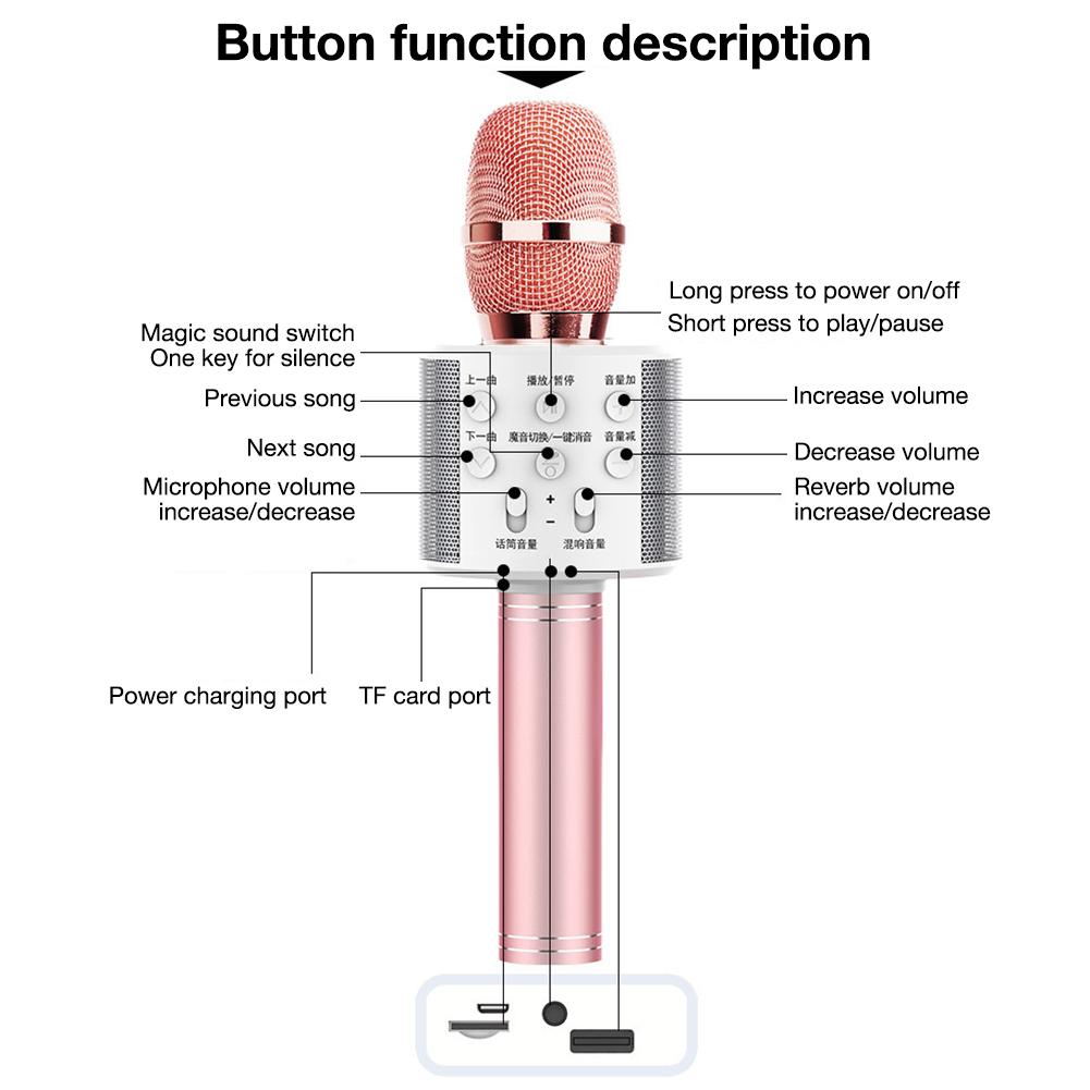 USB Mini Karaoke Wireless Microphone Bluetooth Karaoke Portable Handheld Speaker Home KTV Player Mic Karaoke WS-858