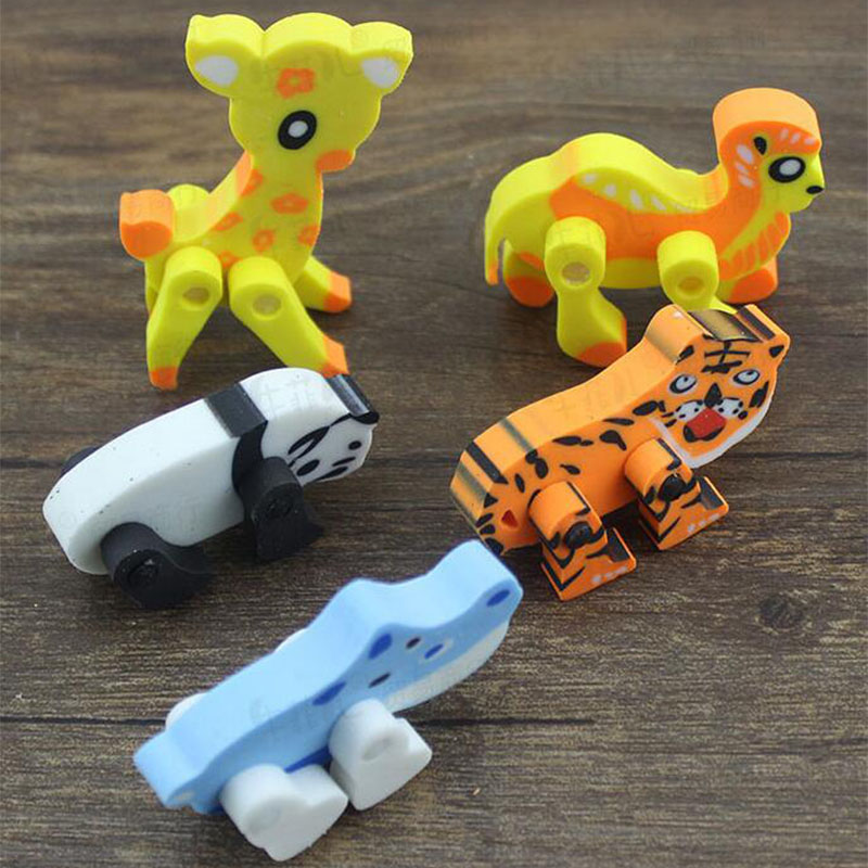12 gommes à crayon flexibles en forme d'animaux différents, gommes à crayon pour écoliers
