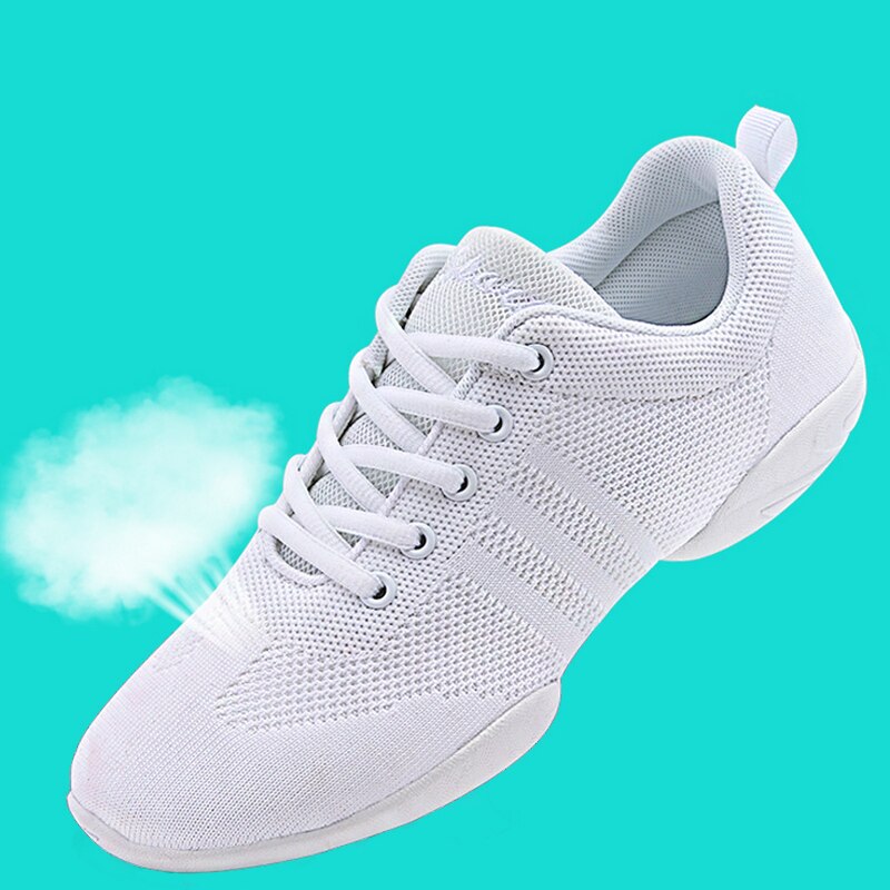 Solid vit kvinna träning toning skor konkurrenskraftig aerobics cheerleading sneakers fitness skor