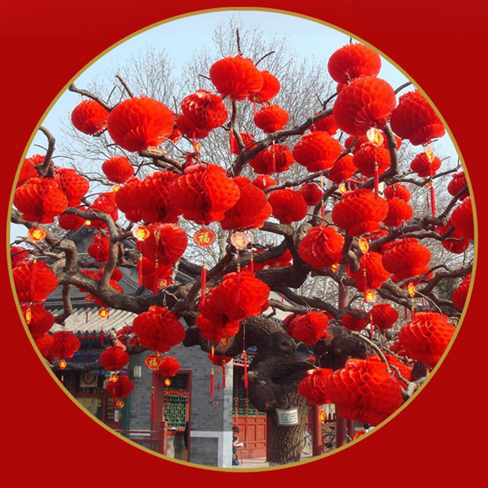 10 Pieces Chinese Red Paper Lanterns Festival Decorations Waterproof Festival Lantern for Year, Spring Festival, Wedding