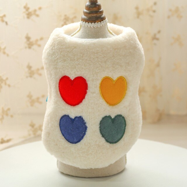 Honden En Katten Warme Kleding Voor Herfst En Winter Katten En Katten Kleding Vier-Kleur Liefde Vest regenboog Teddy Kleding: 1 / S