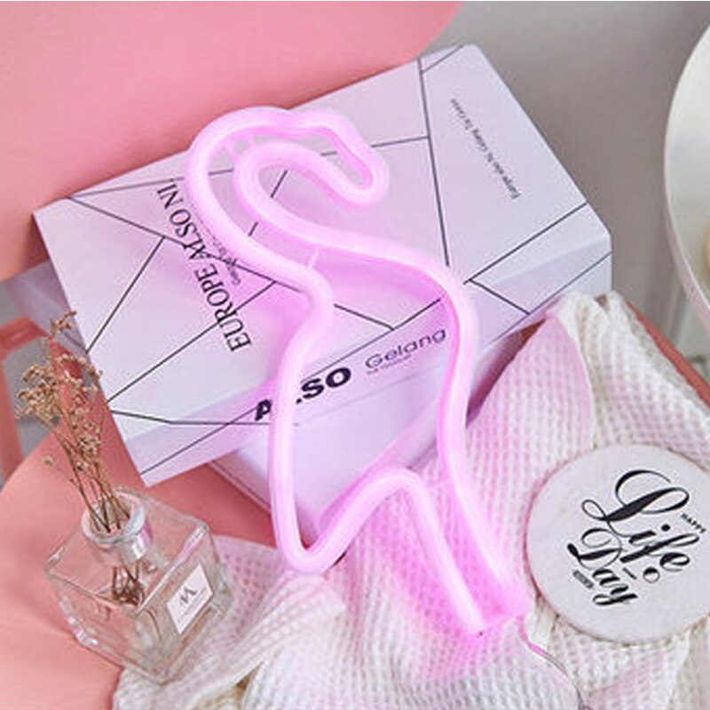 kreative LED Neon- Zeichen Licht Ebene bilden Wasserdichte Lampe für Zimmer Zauberstab Dekor Hochzeit Dekoration Weihnachten Schild Nacht Lichter: Flamingo / Rosa hell