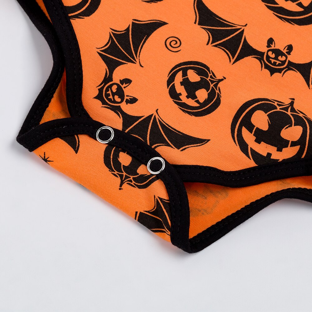 Pelele de manga corta para bebés, ropa de Halloween para niñas y niños, mono con estampado de calavera de dibujos animados para bebés, ropa de algodón para recién nacidos R130S