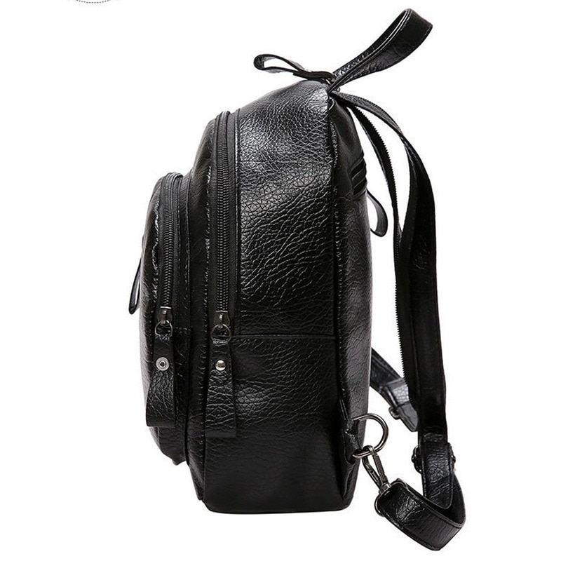 Mochila de piel sintética para mujer, bolso de hombro de viaje, mochila escolar pequeña multifuncional para chica