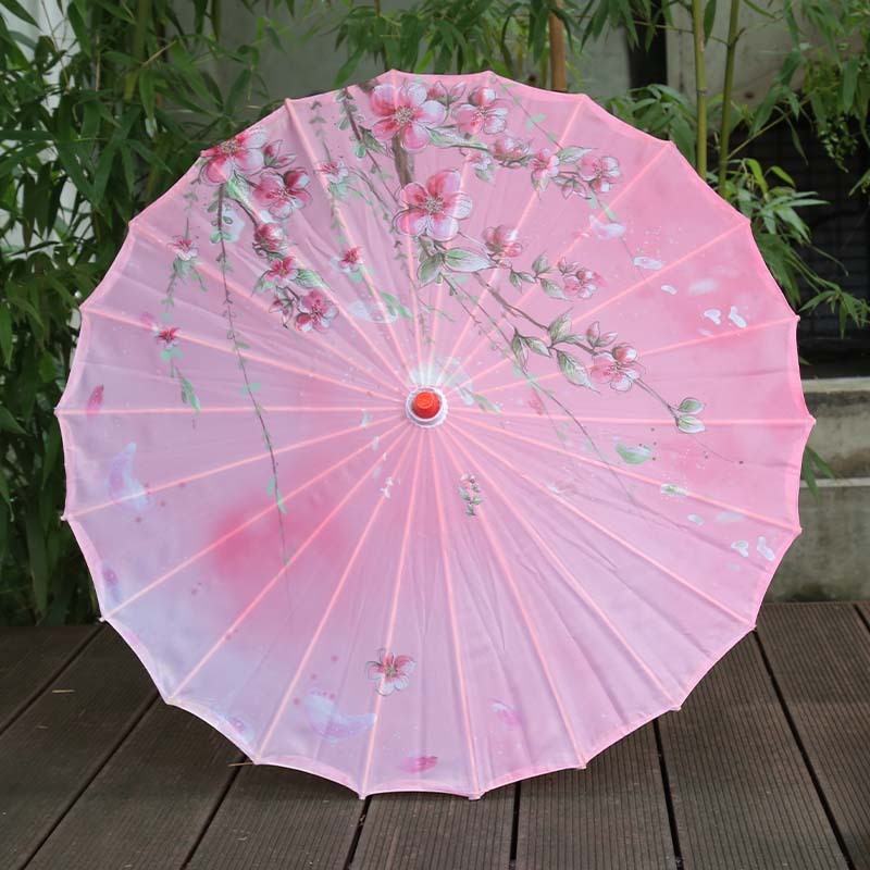 Ancient Style Printed Silk Fabric Tassel Umbrella Decoration Oil Paper Umbrella Hanfu Umbrella Classical Sun Protection Parasol: Burgundy