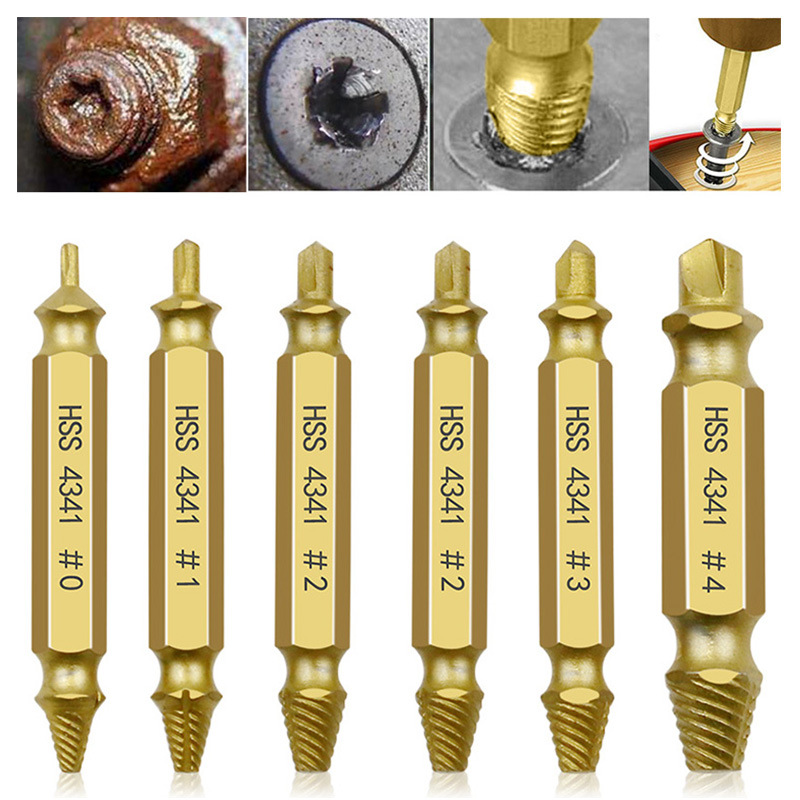 6 in 1 Screw Remover Damaged Screwdriver Set Broken Bolt Screw Remover Screw Deburrer