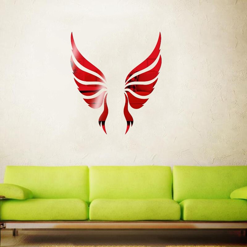 Angel Wings Acrylic Mirror 3D Wall Stickers Angel Wings Wall Sticker Decal DIY Art Home Decoration Stickers For Room 1