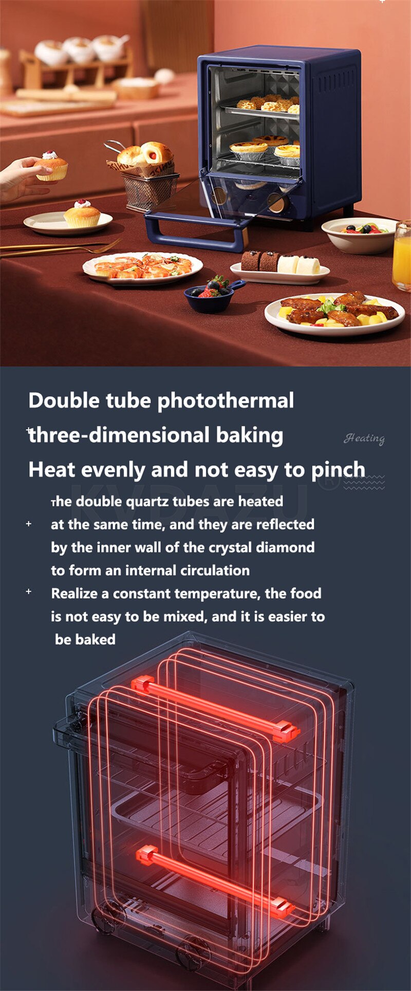 Household vertical 12L electric oven mini multi-function electric oven baking bread small breakfast machine