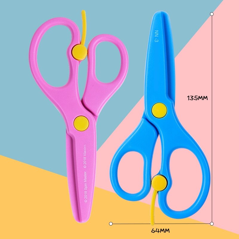2 PCS Student Scissors Mini Safety Round Head Plastic Scissors Safety Kids Paper Cutting Small Scissors Baby Manual Art Scissors: 6075Set meal 1