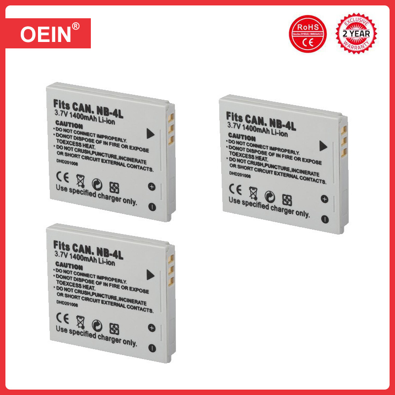 4 Uds batería de cámara NB-4L NB4L NB 4L para Canon IXUS 30 40 50 55 60 65 80 100 PowerShot SD1000 1100 SD780 SD960 1400mah baterías: Otros