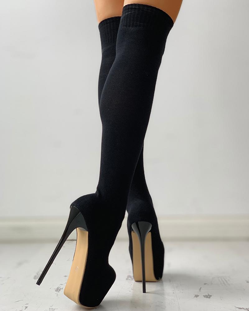 Botas de salto fino coxa alta meia botas até o joelho sobre o joelho botas sexy vestir plataformas botas