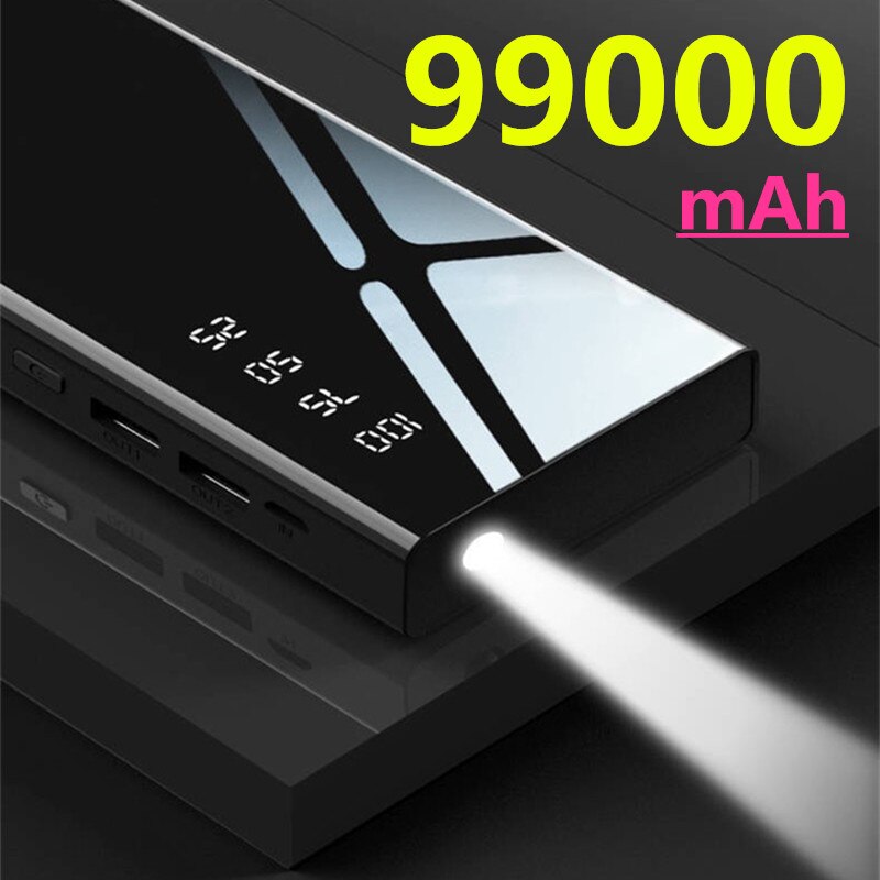 Power Bank 99000Mah Draagbare Ultra-Dunne Mobiele Telefoon Oplader Met Snelle Digitale Display Outdoor Reizen Power Bank