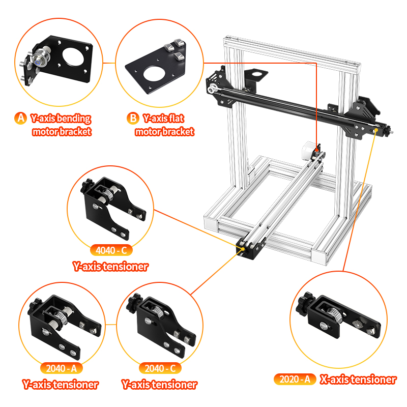 3D Printer Parts Y/X Axis Motor Mount Bracket And GT2 6mm with 2GT Tensioner For CR-10 Ender-3 DIY 3D Printer
