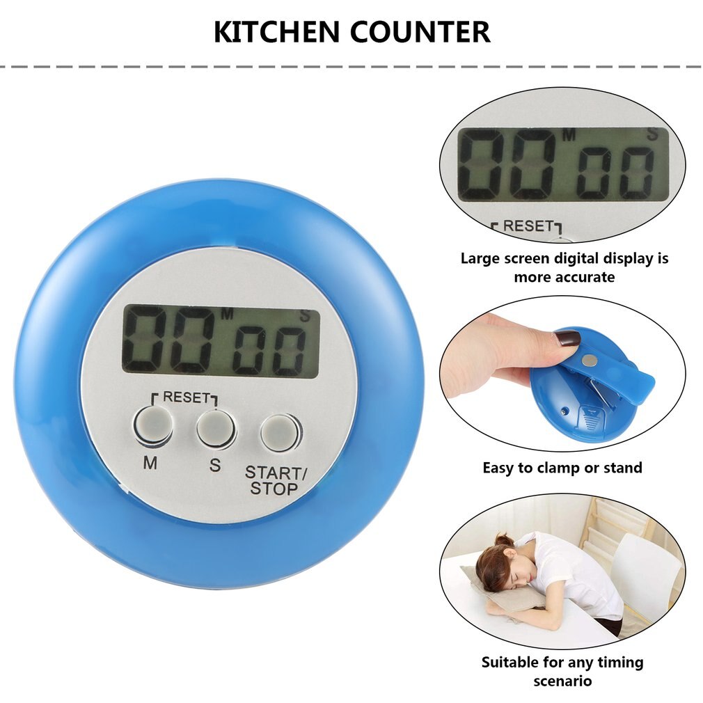 1 PC Mini Cute Digital Counter Home Kitchen Round LCD Display Digital Cooking Countdown Timer Count Down Up Alarm
