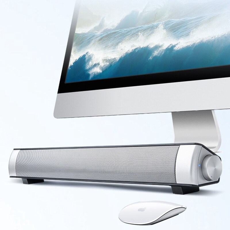 VTIN Drahtlose Bluetooth Lautsprecher 4,2 SoundBar Fernbedienung TF Karte TV praktisch Tablette umgeben Klang System TV Lautsprecher 3 Farben: Silber-