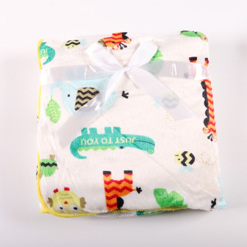 Factory Sales Baby Blanket thicken double layer fleece infant swaddle baby swaddle Microfiber plaid 76*102CM atrq0001: yellowzoo