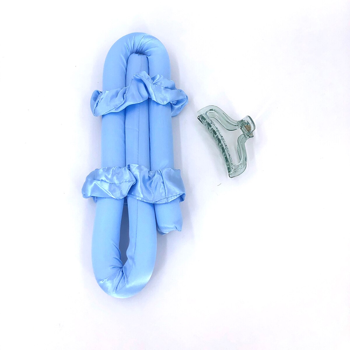 Heatless Curling Rod Headband No Heat Hair Curlers Ribbon Hair Rollers Sleeping Soft Curl Bar Wave Formers DIY Hair Styling Tool: Blue with Hairpin
