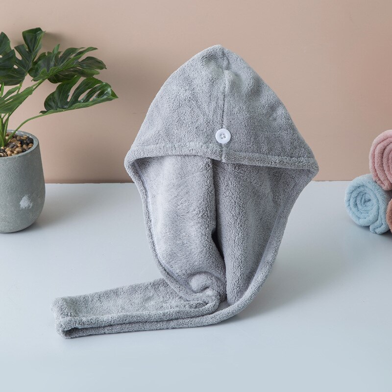1 toalla de microfibra de vellón de 24x63cm para mujer, toalla para el cabello para baño súper absorbente, Toalla de baño de secado rápido, gorro de secado para cabello, toalla de salón: Gray