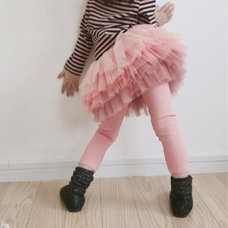 Humor Beer Katoenen Baby Meisjes Leggingstoddler Gradient Mesh Culottes Broek Ballet Broek Voor Kinderen Winter Warme Comfortabele: BZ854 pink / 6T