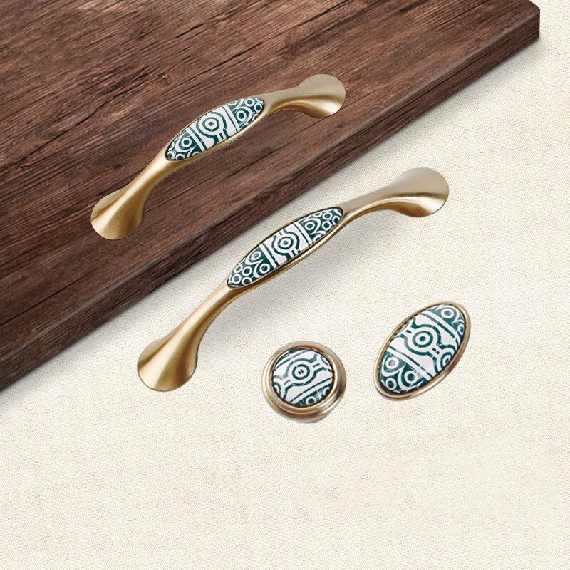 Floral Pattern Ceramic Drawer Pulls Kitchen Door Cabinet Handles Knobs and Pulls Decoration Furniture Hardware
