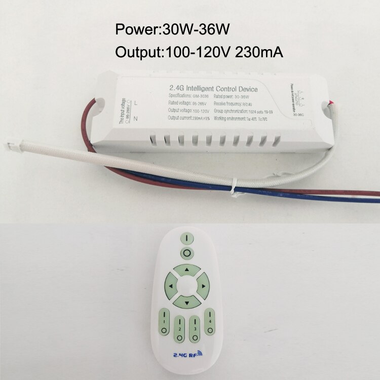 Justering af farvetemperatur og dæmpbar led transformer 2.4g fjernbetjening led driver isoleret og sikker intelligent strømforsyning: 30-36w