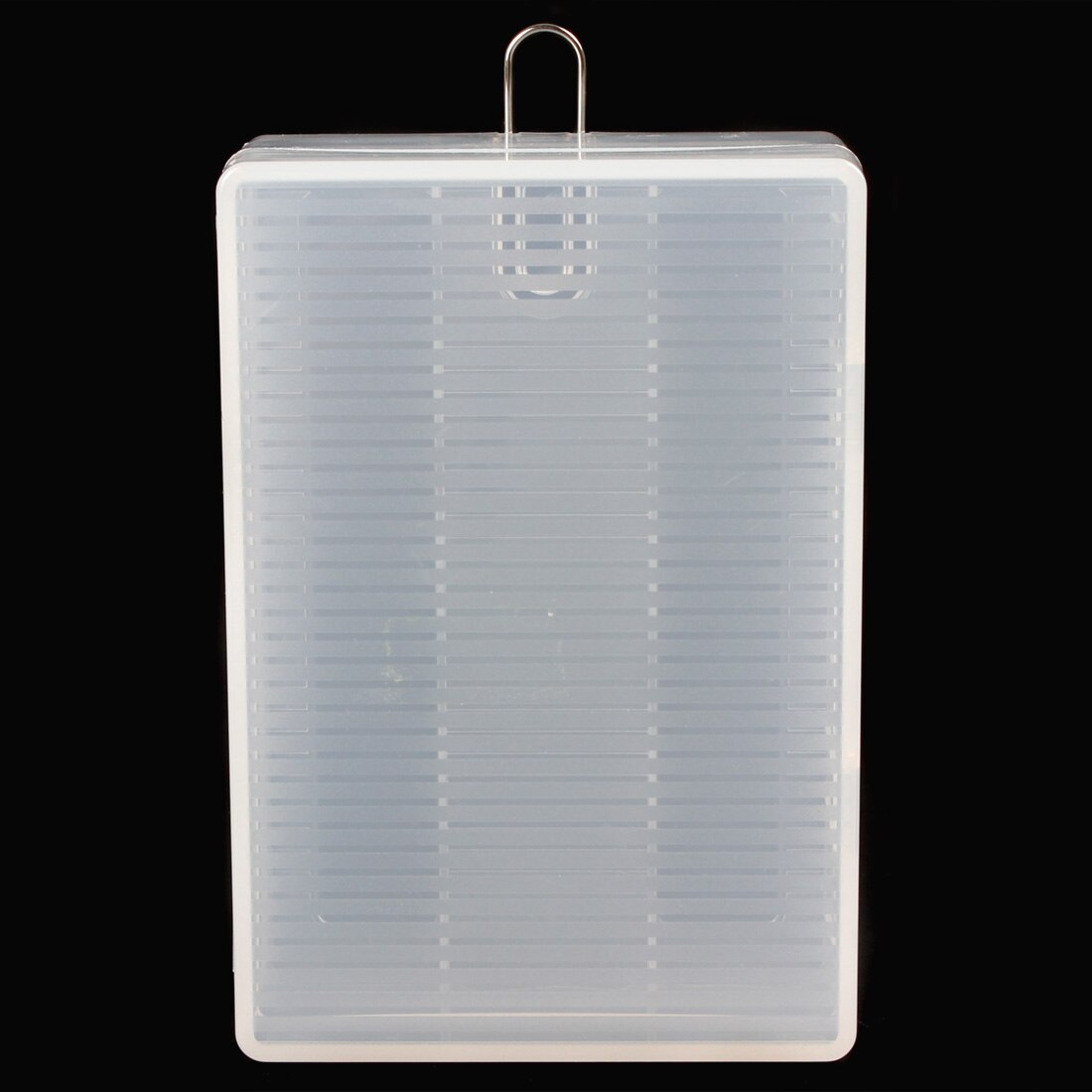 Caixa de armazenamento portátil de plástico rígido com gancho, caixa de armazenamento transparente adequada para 4 baterias 26650