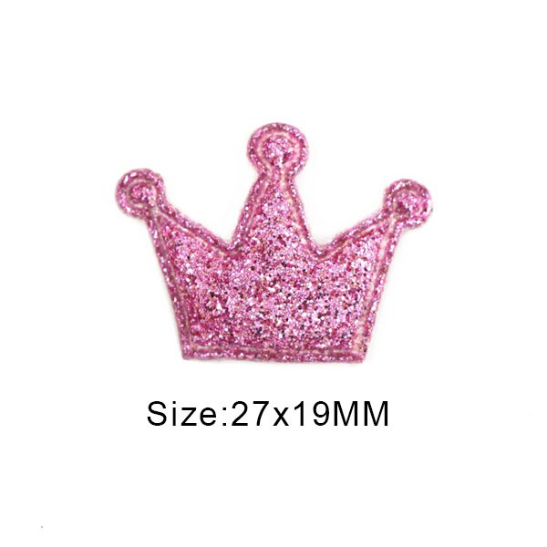 50 Stuks Glitter Gewatteerde Patches Kleurrijke Crown Bling Applicaties Sequin Patches Voor Kleding Diy Hoofddeksels Accessoires Bruiloft Decor: Small Pink Crown