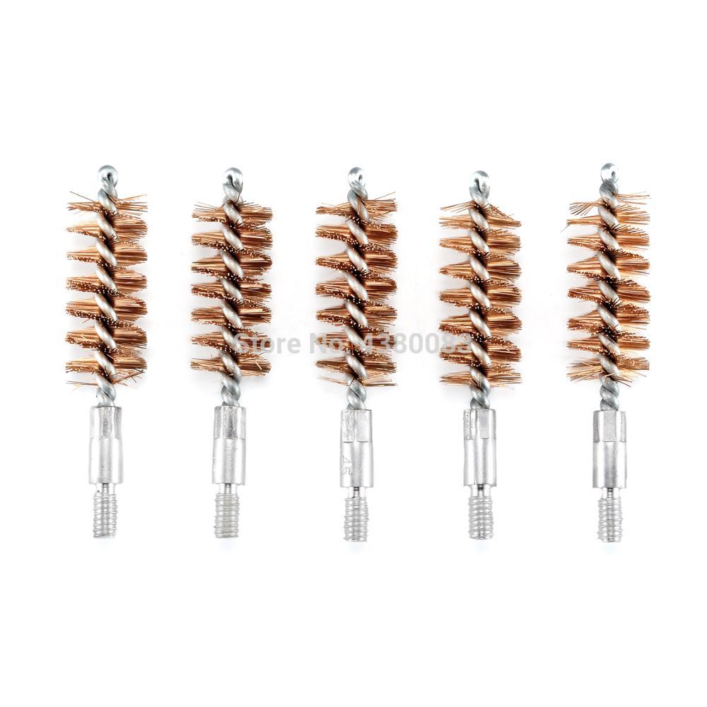 5 Pcs Bronze Bristle Bore Cleaning Short Brush .45 Cal 8x32 Thread with 50 Patches - JWSZ20ZH1