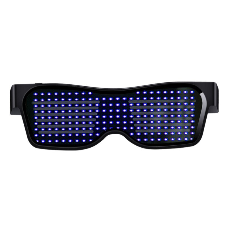 Bluetooth Programmable Text USB Charging LED Display Glasses Dedicated Nightclub DJ Festival Party Glowing Toy Supplies: L