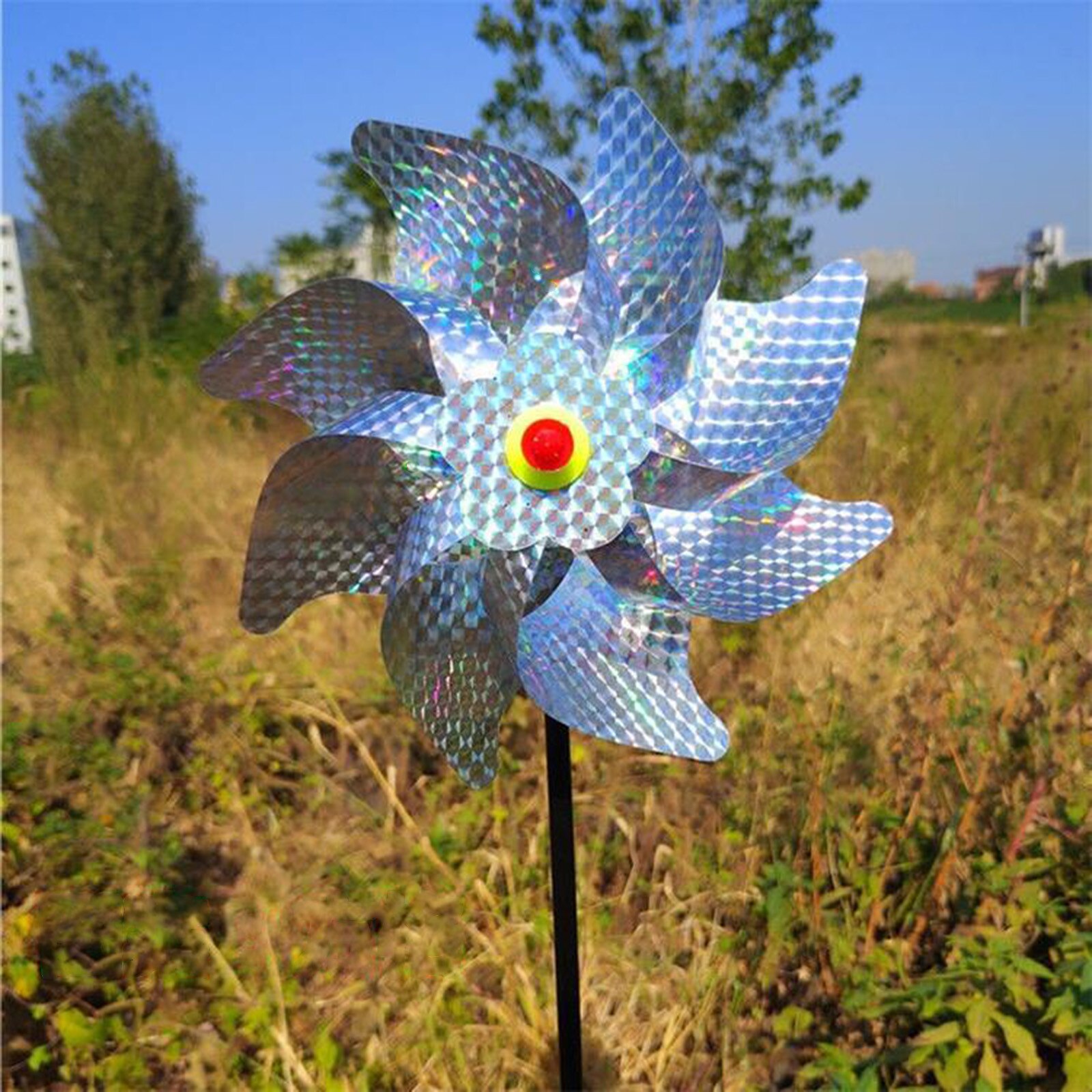 5PC Wind Spinner Bird Proofing Device Garden Decoration Outdoor Bird Scaring Magic Device Yard Garden Decor Ornament Stake