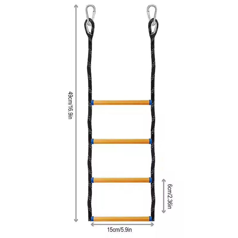 Escalera de barco portátil, escalera de cuerda de embarque plegable de 4 escalones, escalera antideslizante octogonal para kayaks, lanchas, escalera para patio trasero