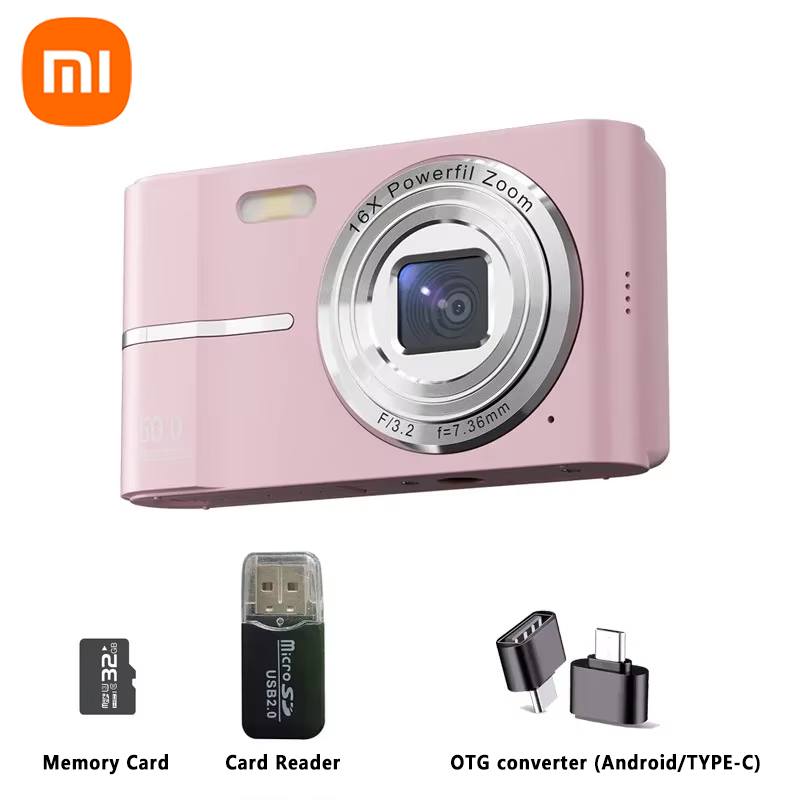 Xiaomi 5K Digital Camera 50MP Pixels 16X Powerfil Zoom Outdoor Anti-Shake Digital HD Video Camera Flash Video Recorder: Pink