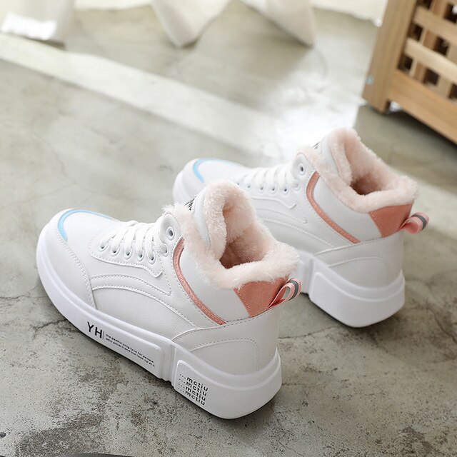 Vinter kvinder sneakers pelssko kvinde hvid varme ankel snestøvler dame platform fritidssko str. 40 ab734