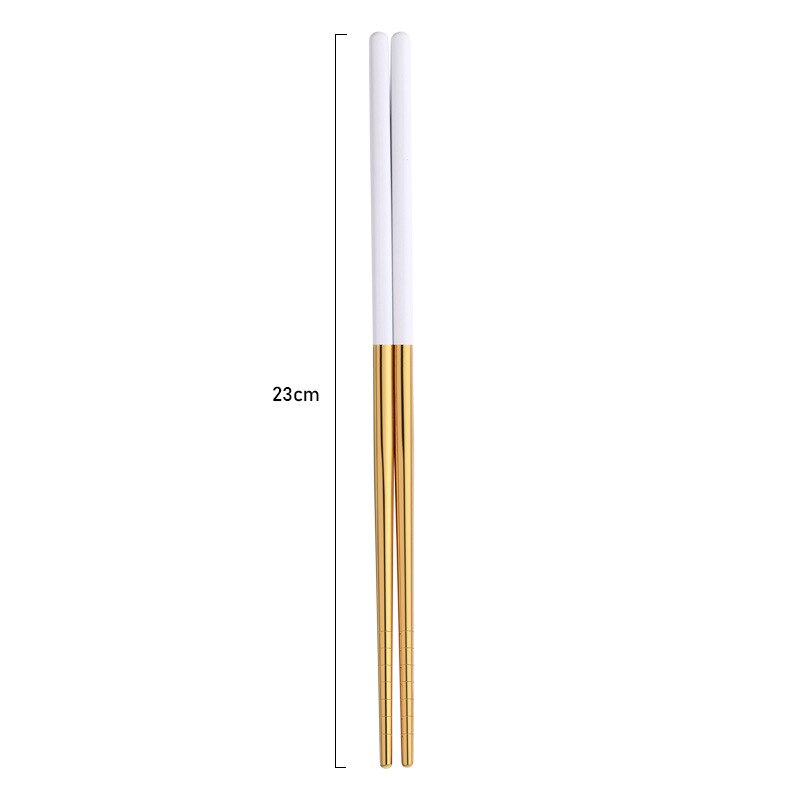1Pair Japanese Korean Style Chinese Chopsticks Sushi Sticks Noodles Rolls Food Home Tableware Kitchen Tool Portable Reusable: White Gold