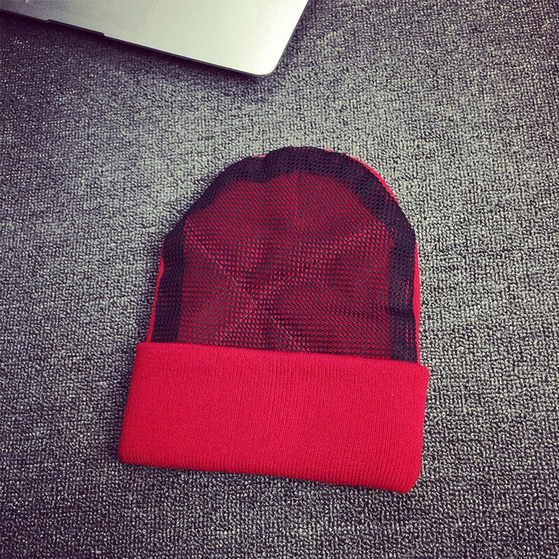 BBoy hip hop dancing Hat men's mesh hat beanies Warm Rotating beanies black hat for men: Red