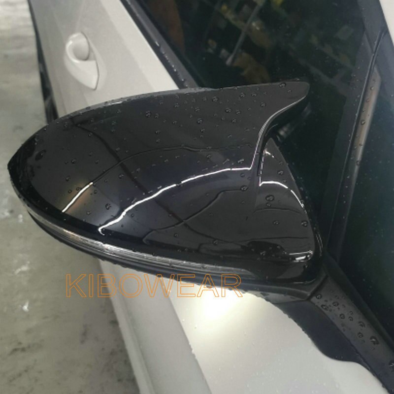 Sort horn form sidesving spejl cover til vw golf 7 mk7 7.5 gtd r gti gte vii cap e-golf sportsvan udskiftning