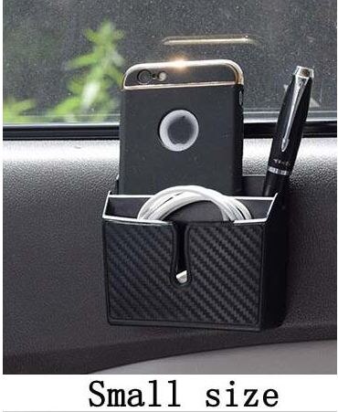 Carbon Fiber Style Car Storage Box Phone Holder Soft PVC Material Car Organizer Bag Card Holders Coin Holder Stowing Tidying: Small Size