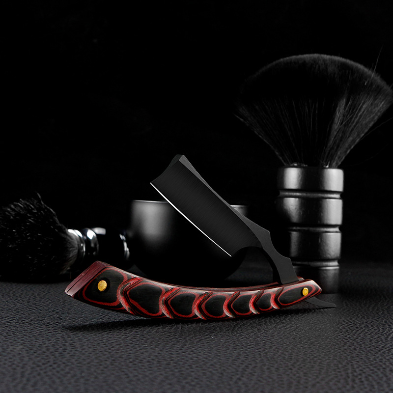 Cut Throat Straight Razor Wood Barber Razor Premium Single Blade Straight Edge Razor Beard Shaving Razor: Orange