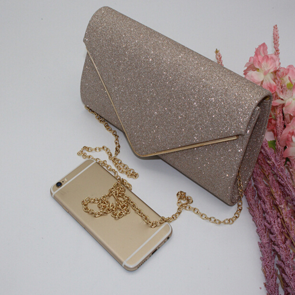 Transer couleur unie femmes sac à bandoulière brillant enveloppe portefeuille pochette sacs à main sac de soirée sacs à main pour la fête O 35: Gold
