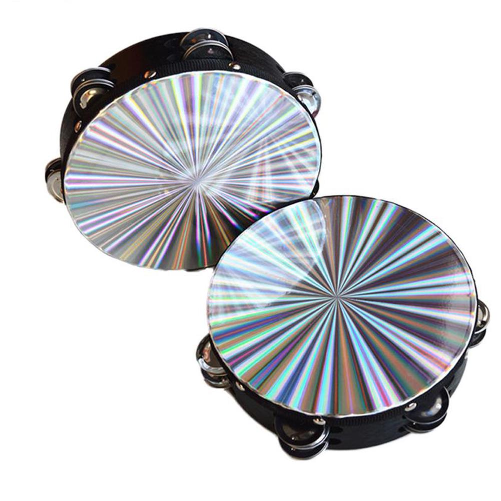 IRIN 8 Cal drewniany tamburyn dzwonek ręczny bęben ręczny odblaskowa głowa instrument perkusyjny Orff zabawka tańcząca śpiewająca akompaniament: Default Title