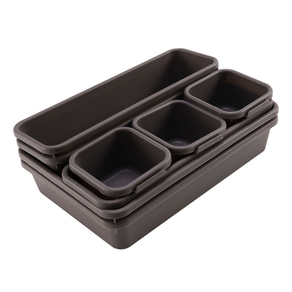 8Piece Drawer Organiser Desk Drawer Tidy Jewellery Clothing Kitchen Drawer Tidy Jewellery Clothing Kitchen Drawer Tidy Container: Brown