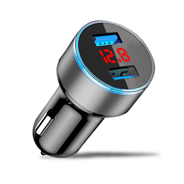 Caricabatteria Da Auto universale Dual USB 3.1A 5V Con Display A LED Auto-Caricatore Del Telefono Per Il IPhone 6 6s X 8 Più Xiaomi Samsung S8 Tablet Etc: silver